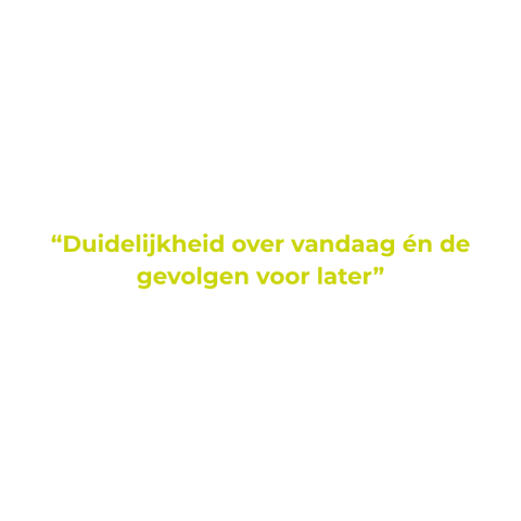 Duidelijkheid over vandaag en de gevolgen voor later oneliner - witte achtergrond